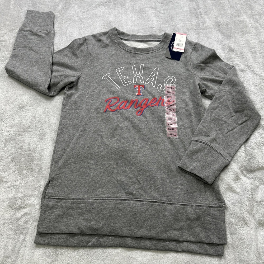 NWT Ladies Texas Rangers Top Sweat Shirt MLB Gray Women's Small‎ Soft Fleece